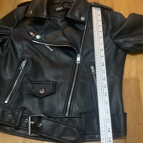 Zara moto jacket black vegan leather excellent condition s - Picture 6 of 6